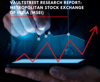 Businessman analyzing rising stock market trends on a digital tablet – VaultStreet Research Report on Metropolitan Stock Exchange of India (MSEI).