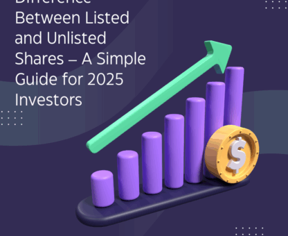 Difference Between Listed and Unlisted Shares – A Simple Guide for 2025 Investors with upward growth chart and dollar coin