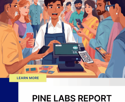 Digital payment at a shop using Pine Labs POS and QR code – customers making cashless transactions.