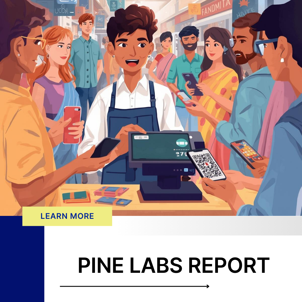 Digital payment at a shop using Pine Labs POS and QR code – customers making cashless transactions.