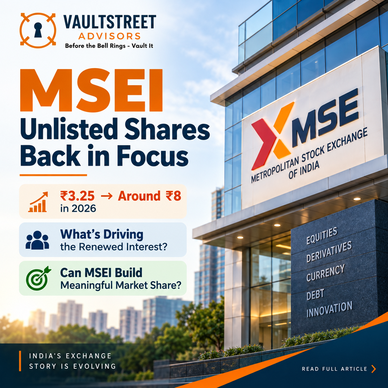 MSEI unlisted share price 2026 analysis by VaultStreet Advisors