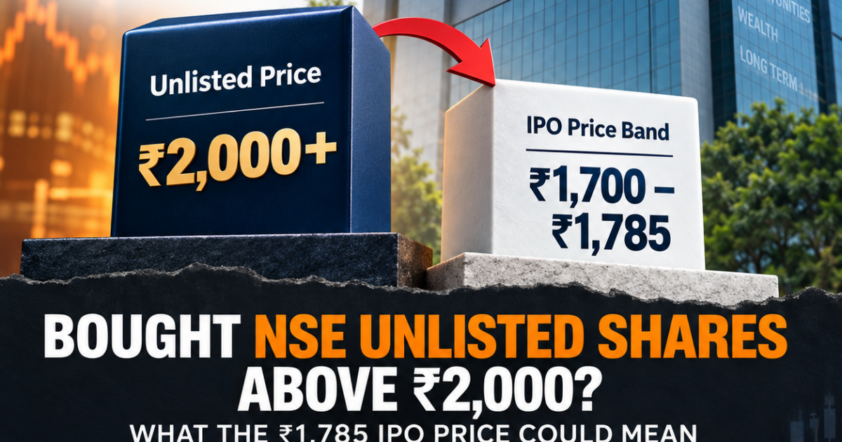 NSE IPO price band ₹1,700–₹1,785 vs unlisted share price above ₹2,000 – VaultStreet Advisors